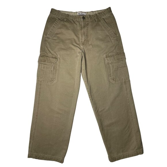 Columbia Men' Khaki Tan Cargo Pants Size 34 Relaxed Fit 100% Cotton Durable - Picture 2 of 15